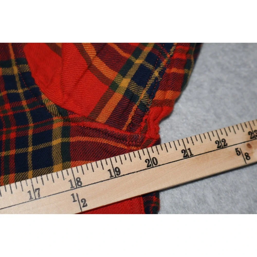 Banana Republic Lined Shirt Mens Medium Red Plaid Untucked Slim Fit Flannel